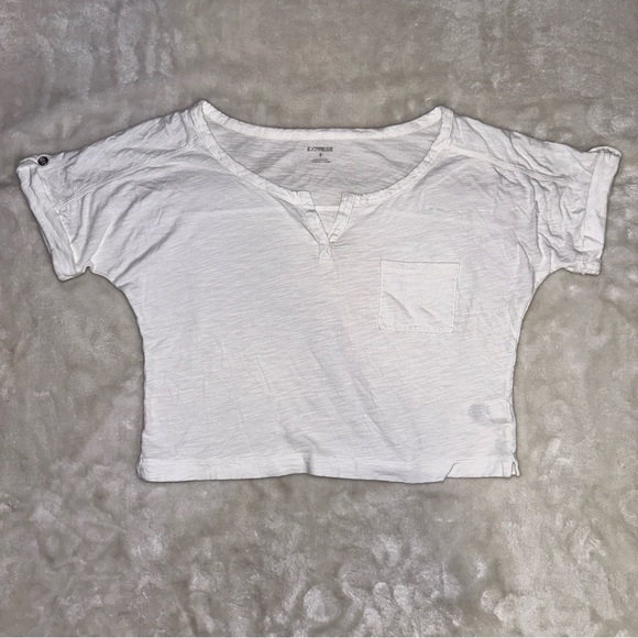 Express White Cropped Tshirt Size Small - Picture 2 of 8